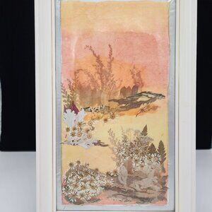 Mixed Media Wall Art Pressed Floral White Enamel Frame 10x16.5 Vintage